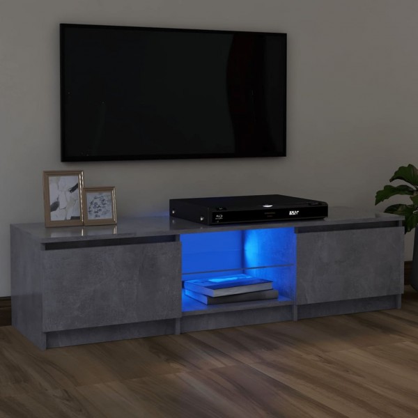 Mueble de TV con luces LED gris hormigón 120x30x35.5 cm