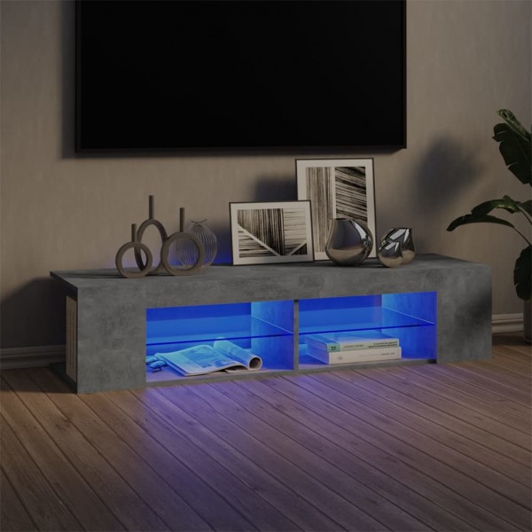 Mueble de TV con luces LED gris hormigón 135x39x30 cm