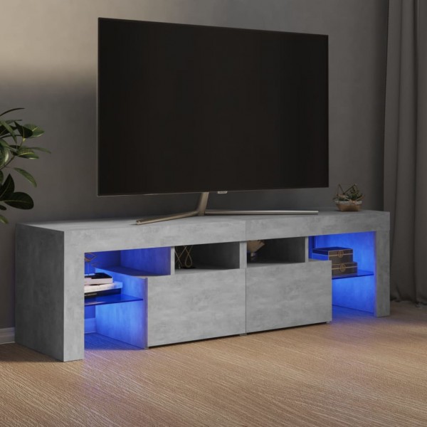 Mueble de TV con luces LED gris hormigón 140x36.5x40 cm