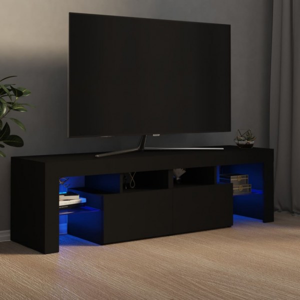 Mueble de TV con luces LED negro 140x36.5x40 cm
