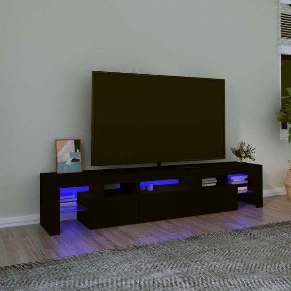 Mueble de TV con luces LED Negro 200x36.5x40 cm