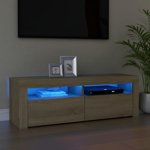 Mueble de TV con luces LED roble Sonoma 120x35x40 cm
