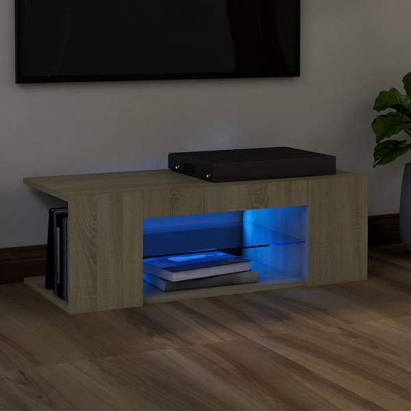Mueble de TV con luces LED roble Sonoma 90x39x30 cm