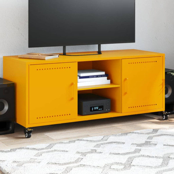 Mueble de TV de acero amarillo mostaza 100.5x39x43.5 cm