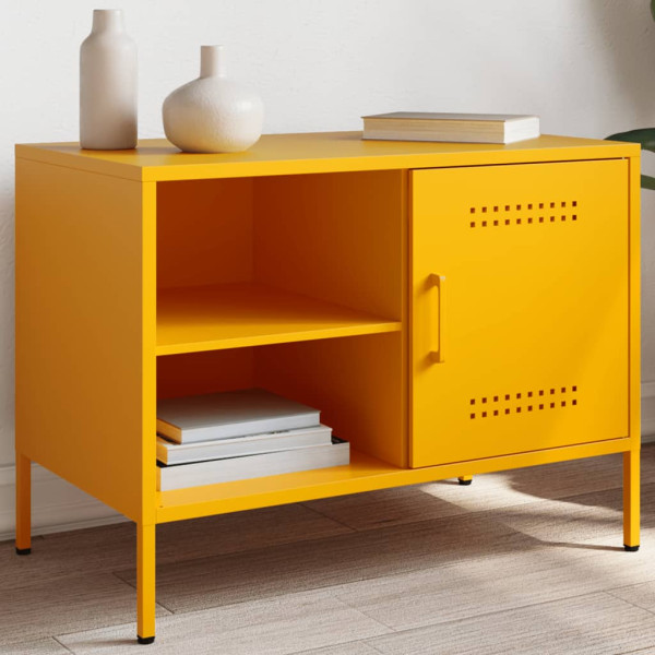 Mueble de TV de acero amarillo mostaza 68x39x50.5 cm