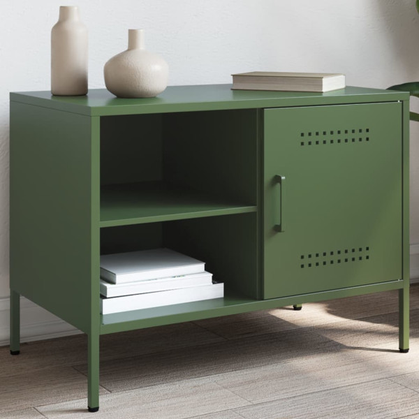 Mueble de TV de acero verde oliva 68x39x50.5 cm