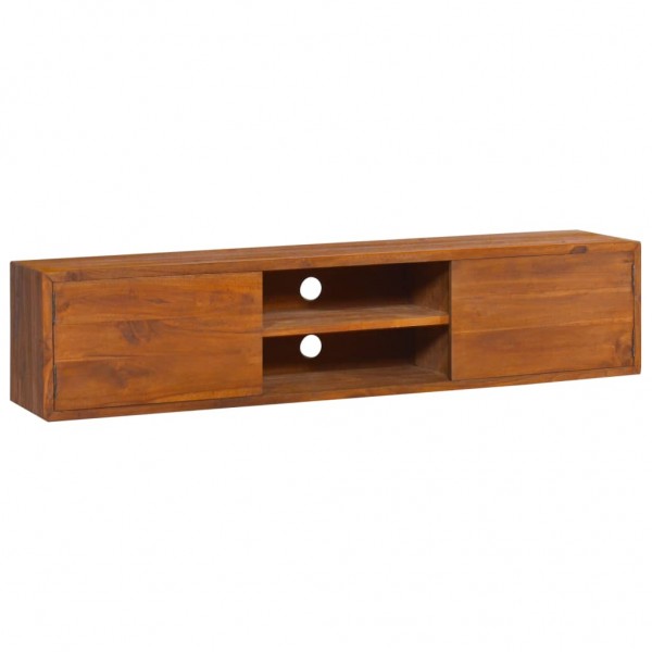 Mueble de TV de pared madera maciza de teca 135x30x30 cm
