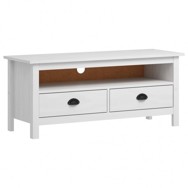 Mueble de TV Hill madera maciza de pino blanco 110x40x47 cm