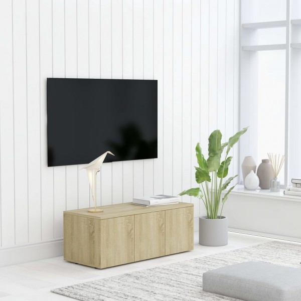 Mueble de TV madera contrachapada color roble 80x34x30 cm