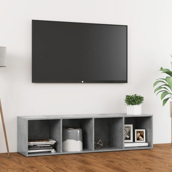 Mueble de TV madera contrachapada gris hormigón 142.5x35x36.5cm