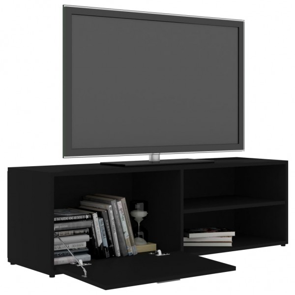 Mueble de TV madera contrachapada negra 120x34x37 cm