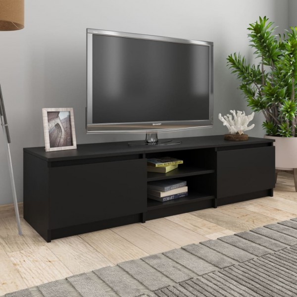 Mueble de TV madera contrachapada negro 140x40x35.5 cm