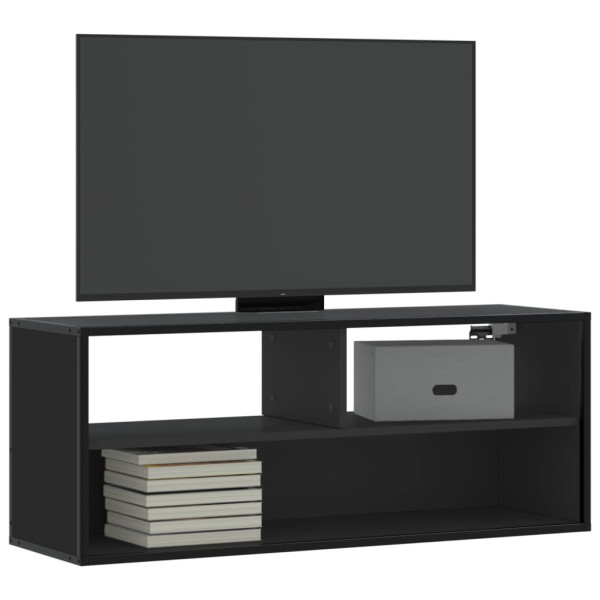 Mueble de TV madera de ingeniería y metal negro 100x31x39.5 cm