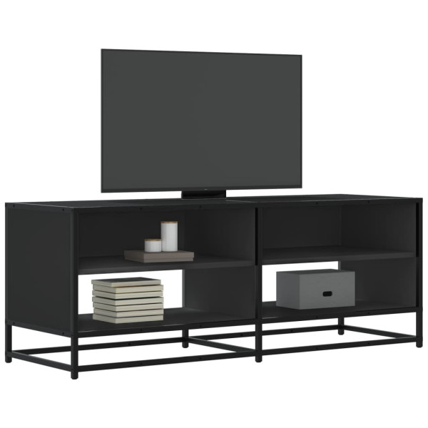 Mueble de TV madera de ingeniería y metal negro 120.5x40x46 cm