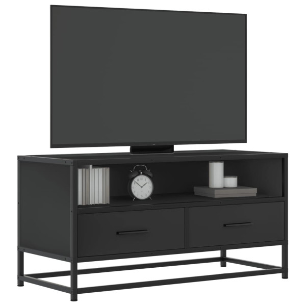 Mueble de TV madera de ingeniería y metal negro 80x34.5x40 cm