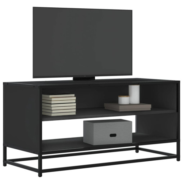 Mueble de TV madera de ingeniería y metal negro 91x40x46 cm