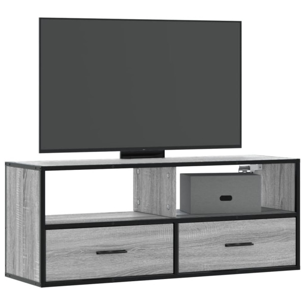 Mueble de TV madera y metal roble ahumado 100x31x39.5 cm