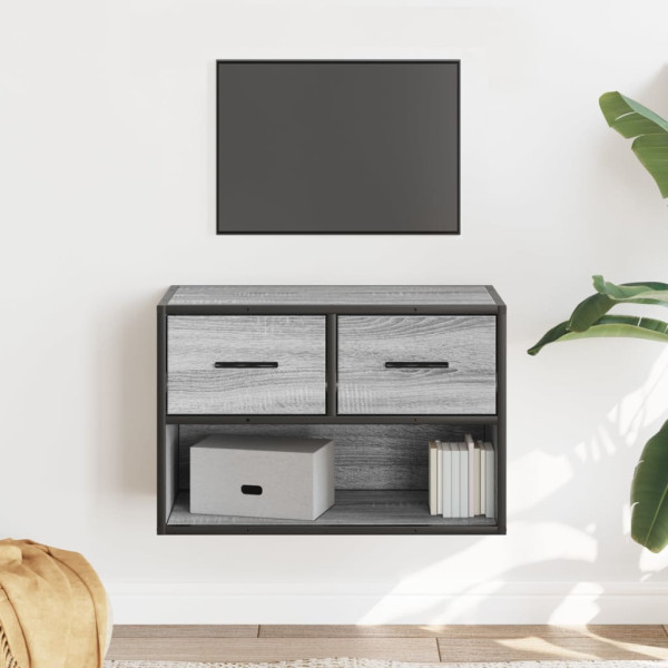 Mueble de TV madera y metal roble ahumado 60x31x39.5 cm