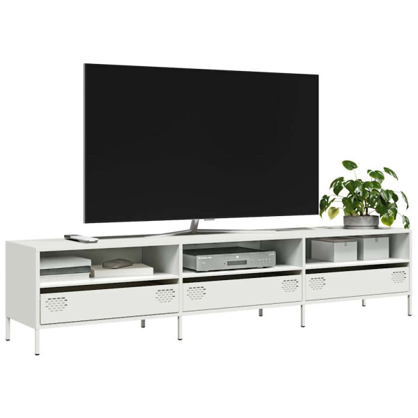 Mueble para TV acero laminado en frío blanco 202x39x43.5 cm