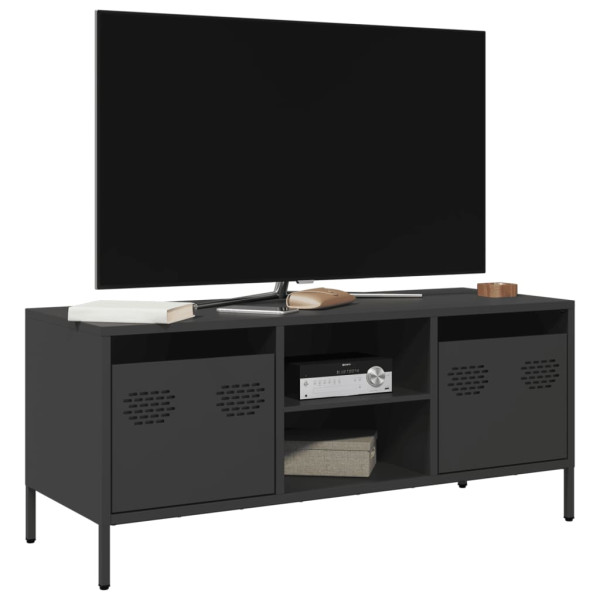 Mueble para TV acero laminado en frío negro 101.5x39x43.5 cm