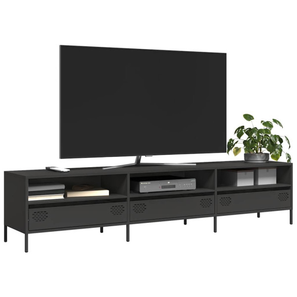 Mueble para TV acero laminado en frío negro 202x39x43.5 cm