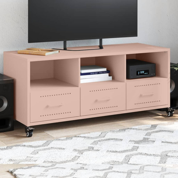 Mueble para TV acero laminado en frío rosa 100.5x39x43.5 cm