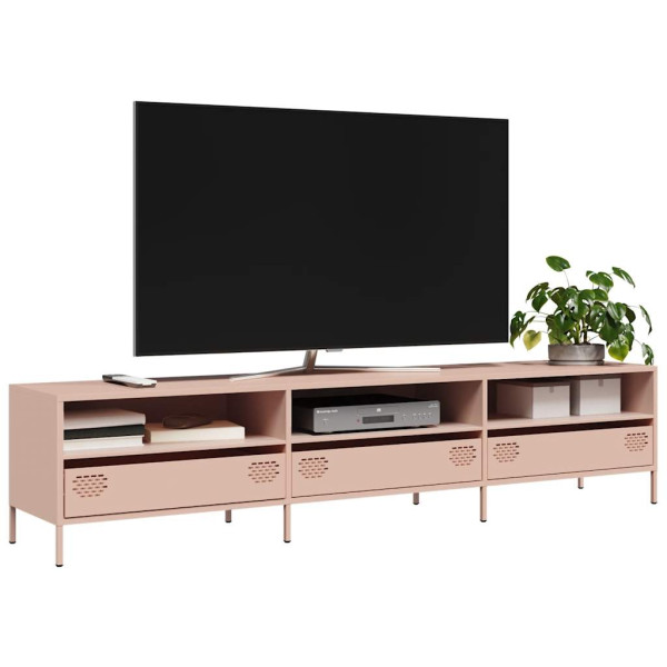 Mueble para TV acero laminado en frío rosa 202x39x43.5 cm