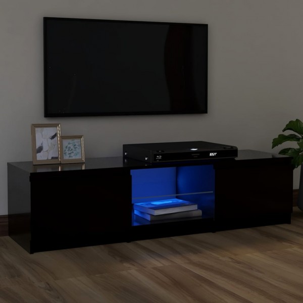 Mueble para TV con luces LED negro 120x30x35.5 cm