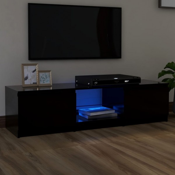 Mueble para TV con luces LED negro 140x40x35.5 cm