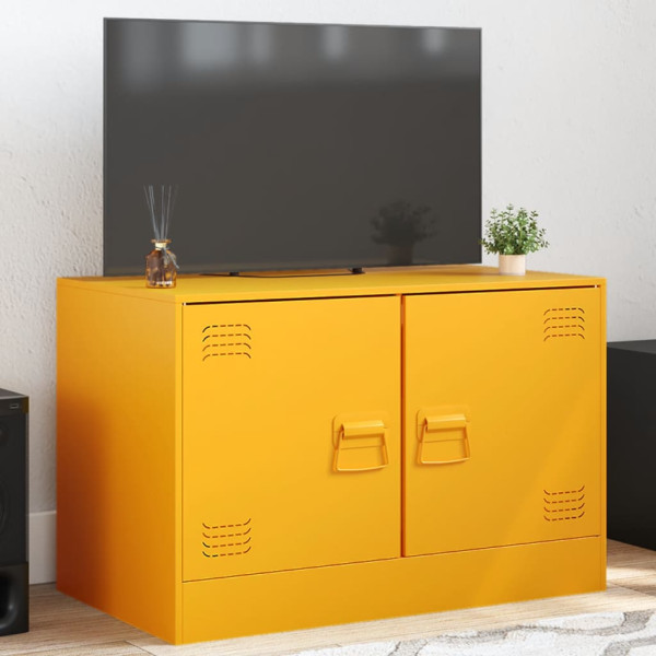 Mueble para TV de acero amarillo mostaza 67x39x44 cm