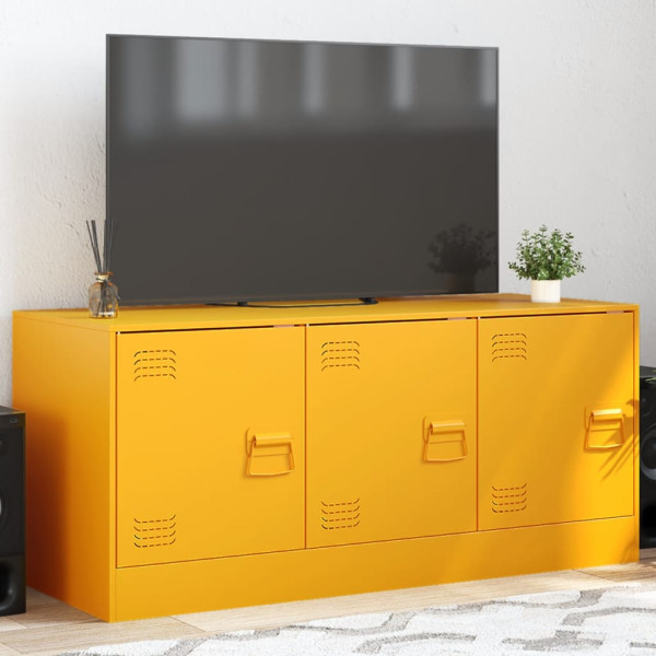 Mueble para TV de acero amarillo mostaza 99x39x44 cm