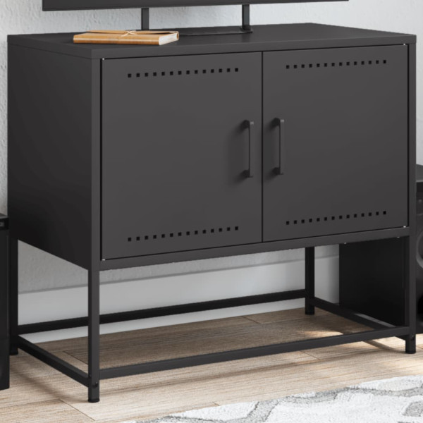 Mueble para TV de acero negro 68.5x39x60.5 cm