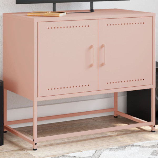Mueble para TV de acero rosa 68.5x39x60.5 cm