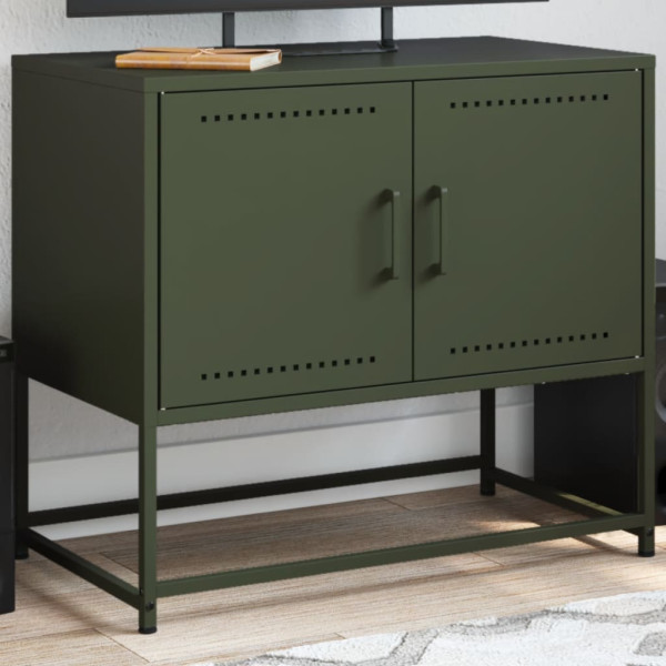 Mueble para TV de acero verde oliva 68.5x39x60.5 cm