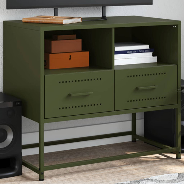 Mueble para TV de acero verde oliva 68x39x60.5 cm