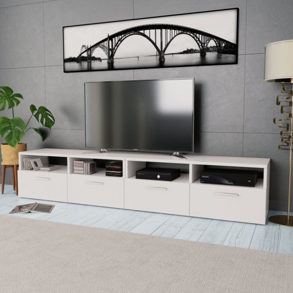 Mueble para TV de madera contrachapada 2 unidades blanco