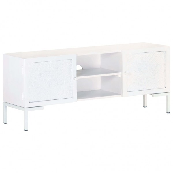 Mueble para TV de madera maciza de mango blanco 115x30x46 cm