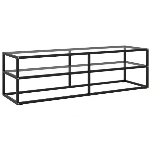 Mueble para TV de vidrio templado negro 140x40x40 cm