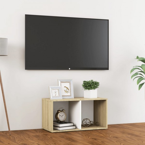 Mueble para TV madera contrachapada blanco y roble 72x35x36.5cm