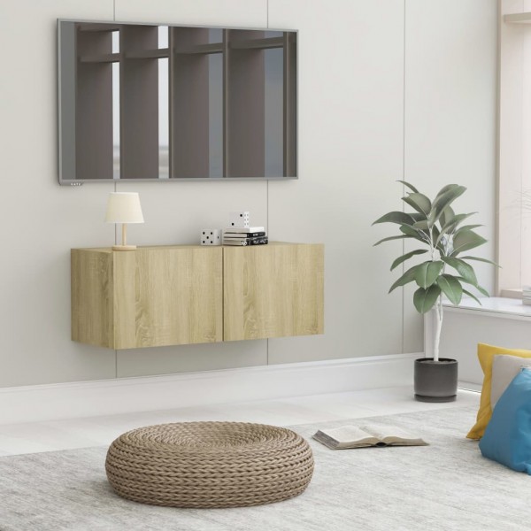 Mueble para TV madera contrachapada color roble 80x30x30 cm