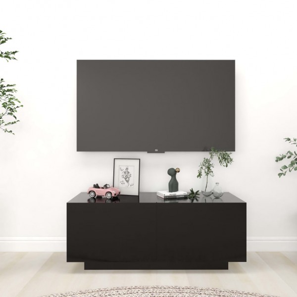 Mueble para TV madera contrachapada negro 100x35x40 cm