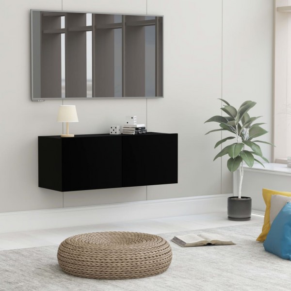 Mueble para TV madera contrachapada negro 80x30x30 cm