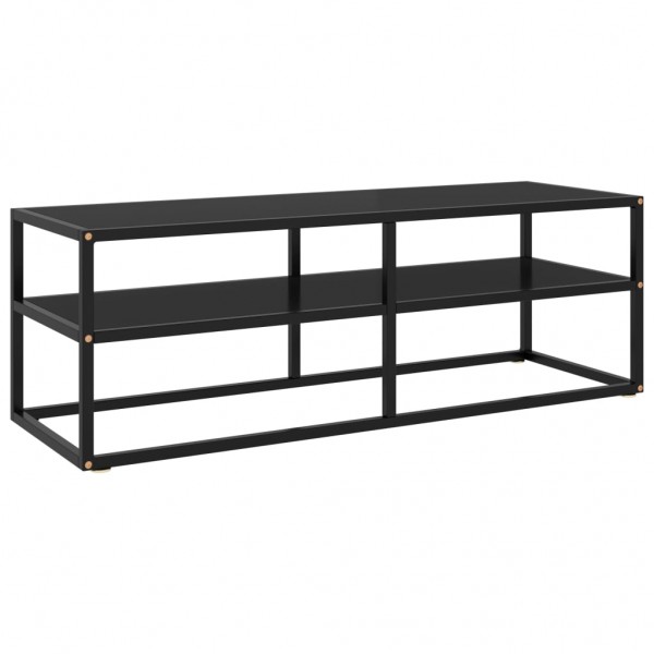 Mueble para TV negro de vidrio negro 120x40x40 cm