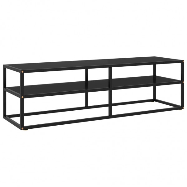 Mueble para TV negro de vidrio negro 140x40x40 cm