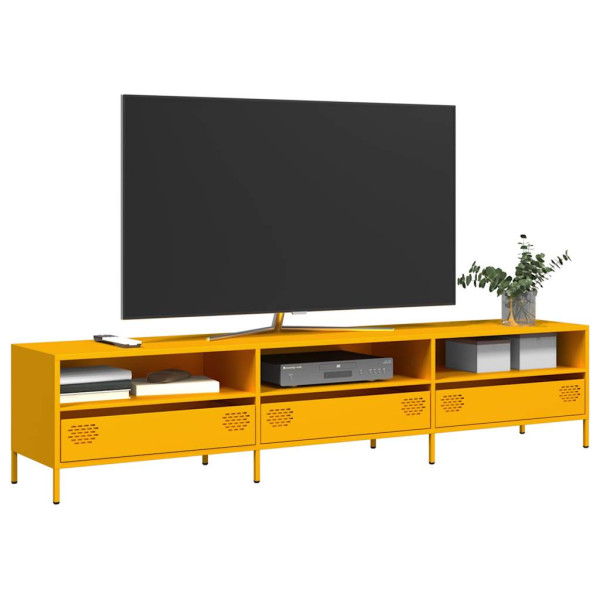 Mueble TV acero laminado en frío amarillo mostaza 202x39x43.5cm