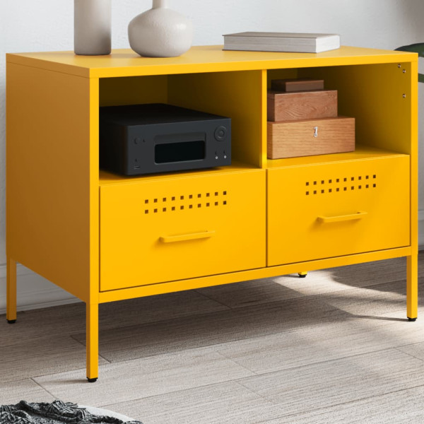 Mueble TV acero laminado en frío amarillo mostaza 68x39x50.5 cm