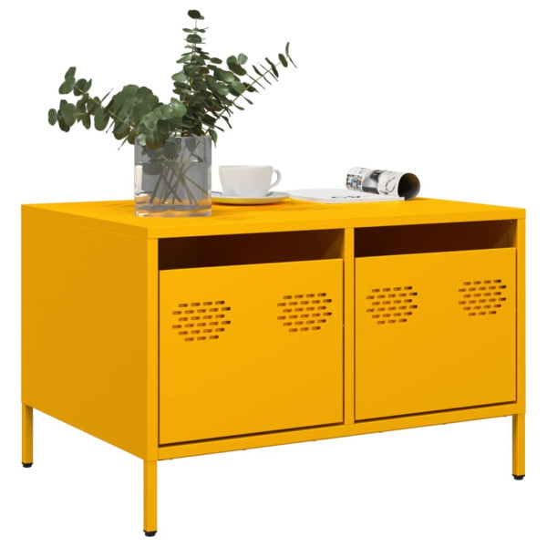Mueble TV acero laminado en frío amarillo mostaza 68x50x43.5 cm