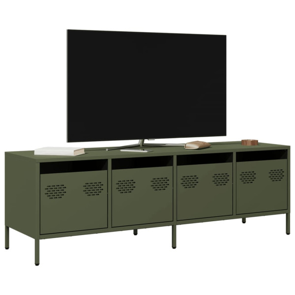 Mueble TV acero laminado en frío verde oliva 135x39x43.5 cm