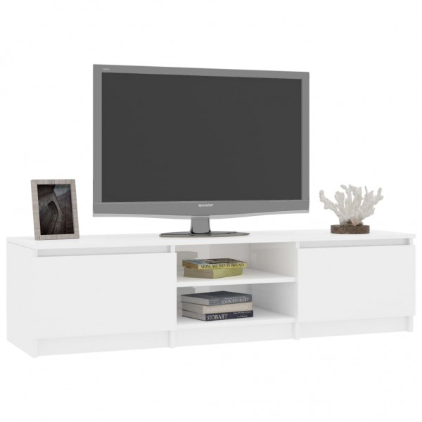 Mueble TV madera contrachapada blanco brillante 140x40x35.5cm