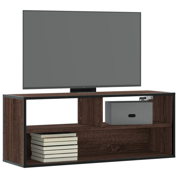 Mueble TV madera ingeniería y metal marrón roble 100x31x39.5 cm